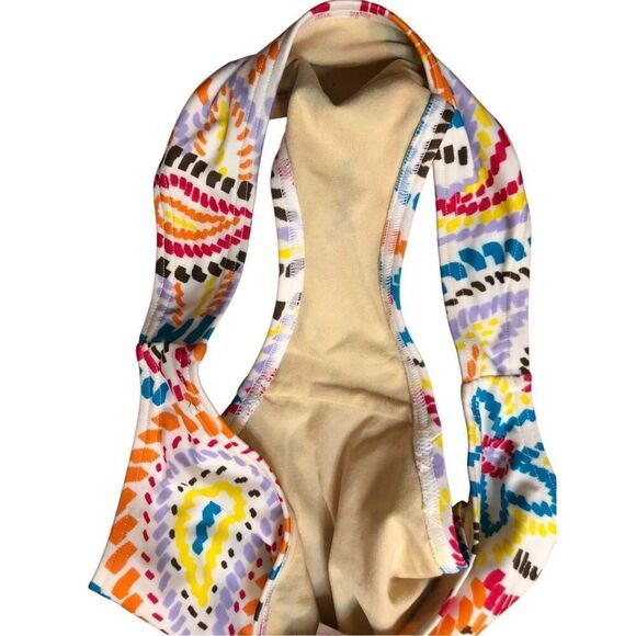 VS Victoria’s Secret Bikini Set Top Triangle Halter Floral Paisley white backgro - Picture 8 of 13